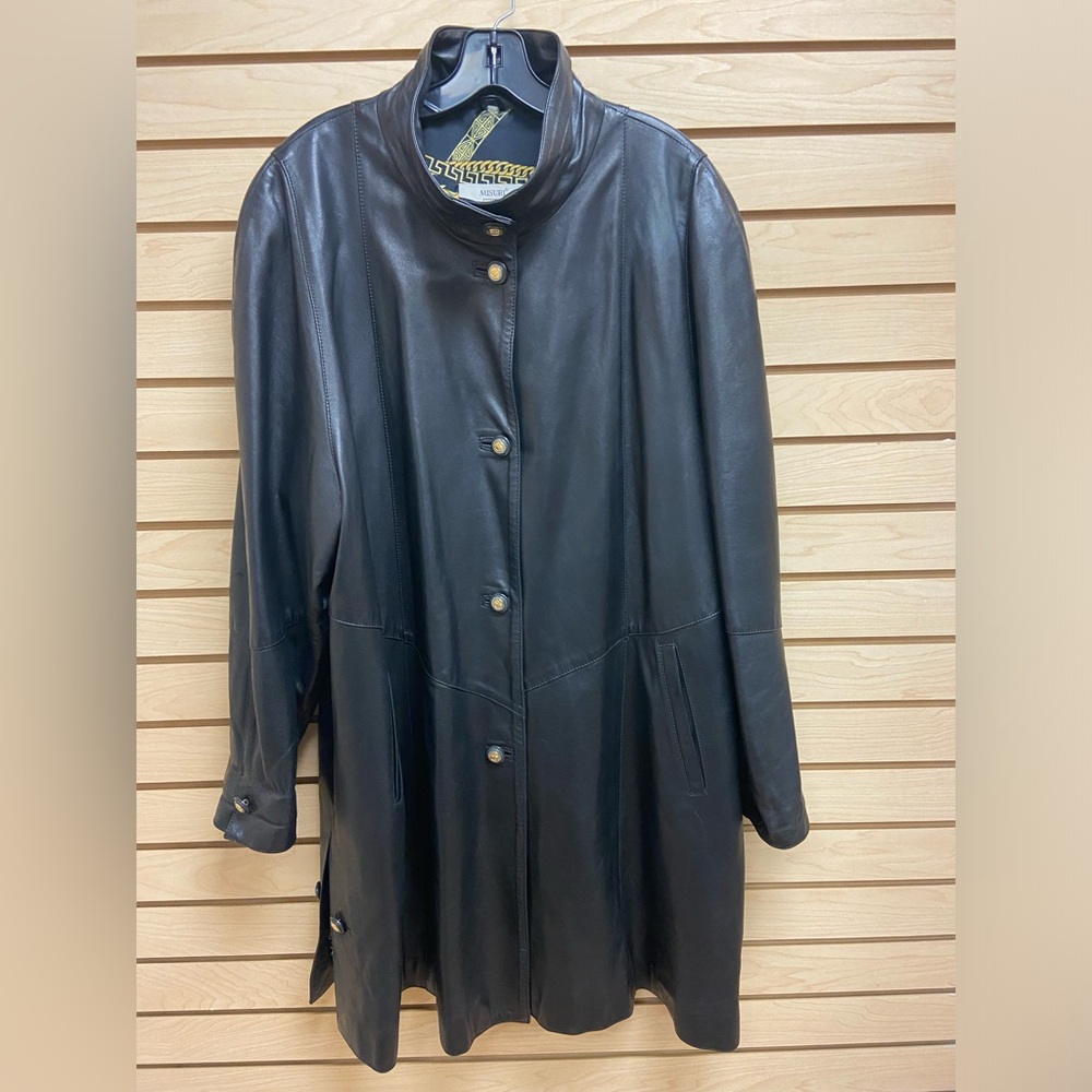 MISURI HIGH FASHION WOMEN LEATHER COAT SIZE EURO 50 USA LARGE - XL MADE IN ITALY
